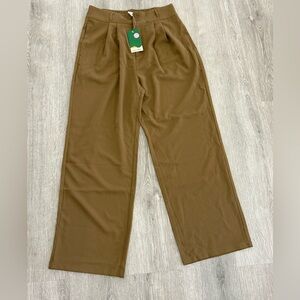 HALARA high waisted Tan brown baggy Pants pockets wide leg women size L